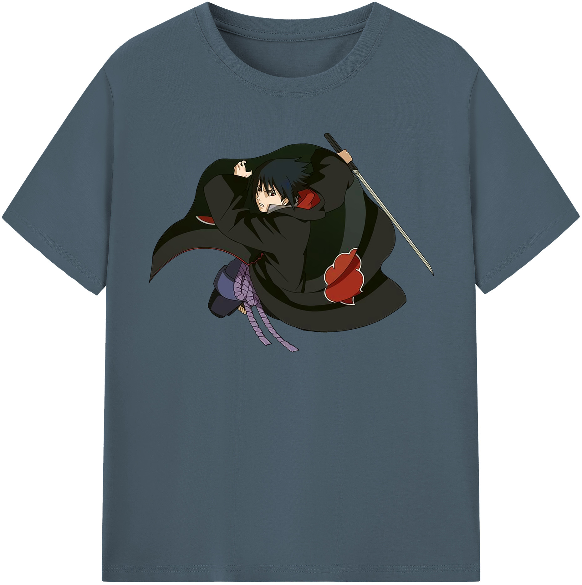 （画像用） NARUTO -ナルト- うちは サスケ Uchiha Sasuke 綿100％半袖Tシャツ（フロントプリント）